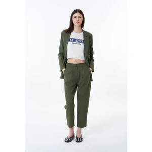 Beli Lastikli Kumaş Pantolon Haki