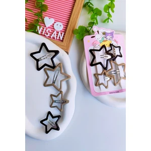 Nisan Kids 4 Adet Büyük Yıldız Çıt Çıt Toka Seti (2 Adet 6 cm , 2 Adet 4 cm Yıldız Çıt Çıt Toka )