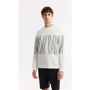 Erkek Regular Fit Ekru Bisiklet Yaka Baskılı Bi-Stretch İnterlok Sweatshirt A51Y1227