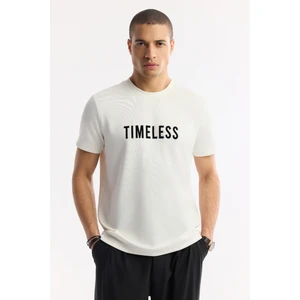 Avva Erkek Ekru Bisiklet Yaka Baskılı Bi-Stretch İnterlok Regular Fit T-Shirt A51Y1166