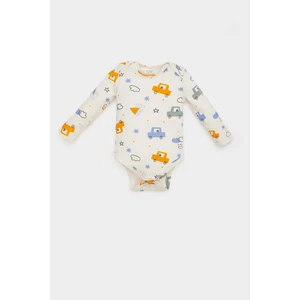 Erkek Bebek Yenidoğan Bisiklet Yaka Baskılı Uzun Kollu Çıtçıtlı Body E6304A525SP