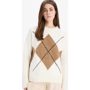 Oversize Geniş Kalıp Baklava Dilimli Bisiklet Yaka Triko Kazak F1233AX25SP