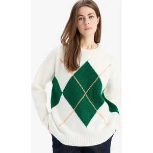 Oversize Geniş Kalıp Baklava Dilimli Bisiklet Yaka Triko Kazak F1233AX25SP