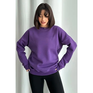 Kadın Bisiklet Yaka Oversize Sweatshirt