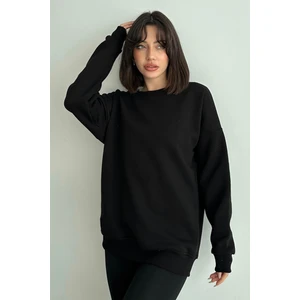 Kadın Bisiklet Yaka Oversize Sweatshirt