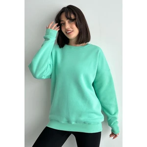 Kadın Bisiklet Yaka Oversize Sweatshirt