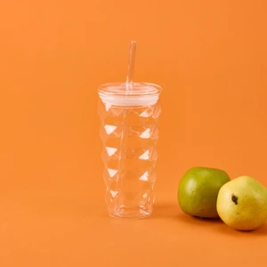 Pipetli Cam Bardak - Şeffaf - 480 Ml
