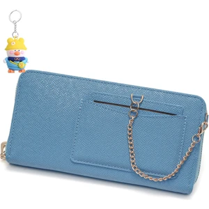 Runxi Life Hall Kadın Uzun Cüzdan Düz Renkli Asılı Zincir Fermuar Büyük Kapasiteli Moda Clutch Para Cüzdanı (Yurt Dışından)