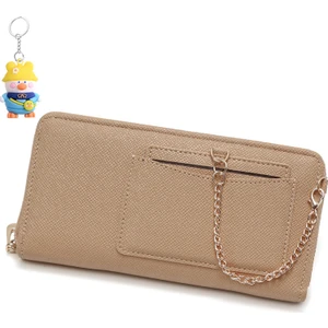 Runxi Life Hall Kadın Uzun Cüzdan Düz Renkli Asılı Zincir Fermuar Büyük Kapasiteli Moda Clutch Para Cüzdanı (Yurt Dışından)