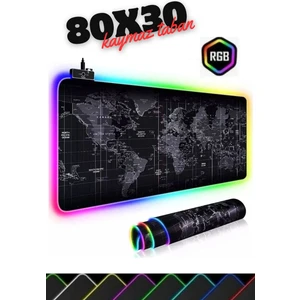 80X30 Rgb Dünya Desenli Speed Yüzey Mouse Pad LED Işıklı Gaming Mouseped 80X30