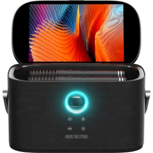 Partybox Shell S1 280W Karaoke Bluetooth Hoparlör Seti, 10.1" Dahili Tablet, 2 Kablosuz Otomatik Şarjlı Mikrofon, Rgb Işıklı Taşınabilir Ses Bombası Siyah