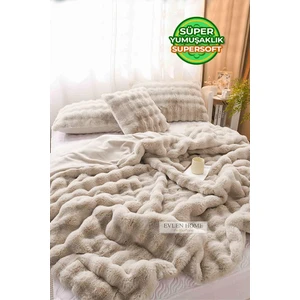 Evlen Home Collection Kürk Yorgan Çift Kişilik Dolgulu Peluş Yumuşak Wellsoft Çift Taraflı Yatak Örtüsü 3 Parça Set Loria