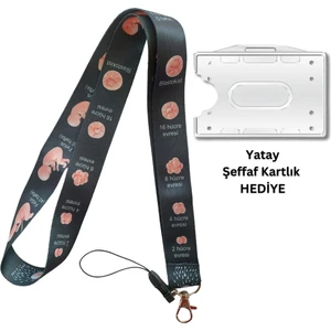Fetüs Evreleri Kadın Doğum Kart Askısı Yaka Kartı Boyun Askı Ipi Telefon Askısı Yatay Dikey Kart Koruyucu