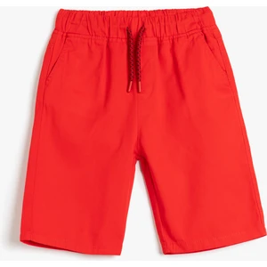 Beli Bağlamalı Cep Detaylı Pamuklu Basic Şort