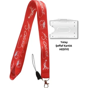Kemal Atatürk Imza Kırmızı Kart Askısı Yaka Kartı Boyun Askı Ipi Telefon Askısı Yatay Dikey Kart Koruyucu