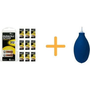 Activair 312 Numara Işitme Cihazı Pili (10 Paket x 6 Adet = 60 Adet Pil) +  Işitme Cihazı El Pompası (Puar)