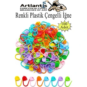 Plastik Çengelli Iğne 100 Lü 1 Paket Örgü Ayracı Renkli Oval Çengelli Iğne Klips Ilmek Sabitleyici Belirleyici Ip Tutucu