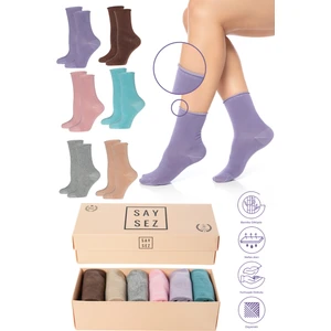 Bambu Kadın Lastiksiz Soket Dikişsiz Premium Çorap Kutulu 6'lı / Iz Bırakmaz / Sıkmaz Çorap