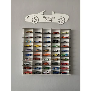 Oyuncak Araba Rafı 1/64 Ölçek Beyaz (Hotwheels ve Matcbox Metal Küçük Arabalar Için Uygundur)