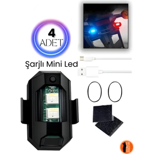 4 Adet Şarjlı Mini LED Işık/motor Çakar Led/drone Işığı/anti Çarpışma Uyarı Işığı