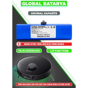 GLOBAL BATARYA Dreame L10 Pro Akıllı Robot Süpürge Bataryası 14.4V 5200MAH Pil