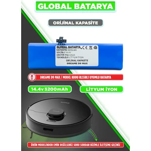 GLOBAL BATARYA Dreame D9 Max Akıllı Robot Süpürge Bataryası 14.4V 5200MAH Pil