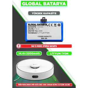 S5 Akıllı Robot Süpürge Bataryası 14.4v 3200mAh Li-ion Pil (Yüksek Kapasite)