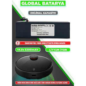 Global Batarya Xiaomi Mi Vacuum Mop Pro Akıllı Robot Süpürge Bataryası 14.4V 3200mAh Li-ion Pil (Orijinal Kapasite)