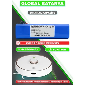 Global Batarya Wiami Fx-11 Plus Akıllı Robot Süpürge Bataryası 14.4V 6400MAH Pil (Yüksek Kapasite)