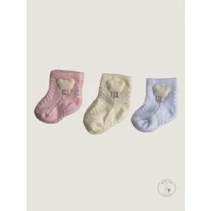 3'lü Kız Ayıcık Aksesuarlı Pamuklu Bebek Soket Çorap | Yenidoğan | 0-6 Ay | Esnek | Aksesuar Model