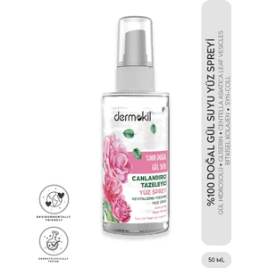 %100 Doğal Gül Suyu Canlandırıcı Yüz Spreyi Tüm Cilt Tipleri İçin 50 ml