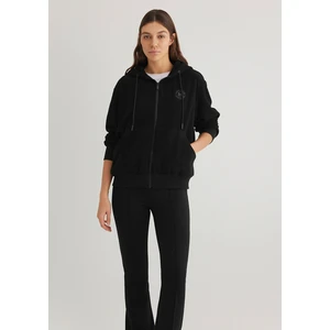 Mavi Patch Logo Fermuarlı Siyah Polar Sweatshirt 1S10306-900