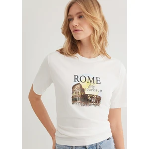 Rome Baskılı Beyaz Tişört 1613058-70057