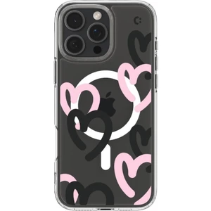 iPhone 16 Pro Kılıf Ultra Hybrid MagFit MagSafe özellikli Hearts Black Pink - ACS08275