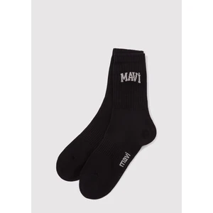 Mavi Logo Baskılı Siyah Soket Çorap 0911160-900