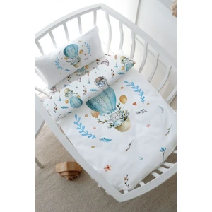 Tuğba Kuğu Anne Yanı Beşik Nevresim Takımı (60X100) - For Baby Serisi - Mavi Balonda Fil