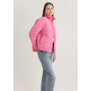 Dik Yaka Pembe Şişme Mont 1110260-86413