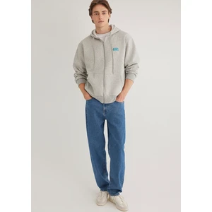 Mavi Logo Baskılı Fermuarlı Gri Sweatshirt 0611715-80196