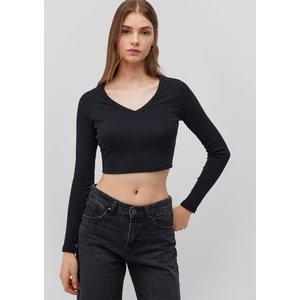 Uzun Kollu Siyah Crop Basic Tişört 1613041-900