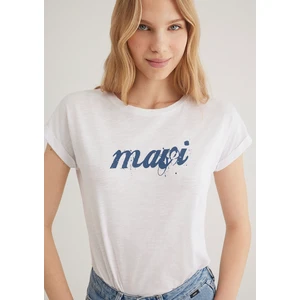 Mavi Logo Baskılı Beyaz Tişört 166422-620
