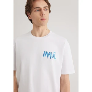 Mavi Baskılı Beyaz Tişört 0612468-620