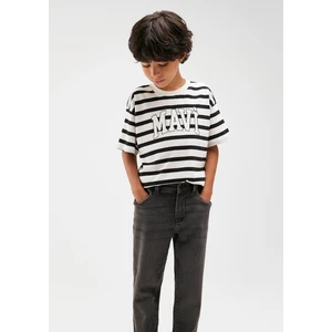 Mavi Logo Baskılı Siyah Çizgili Tişört 6610251-84041