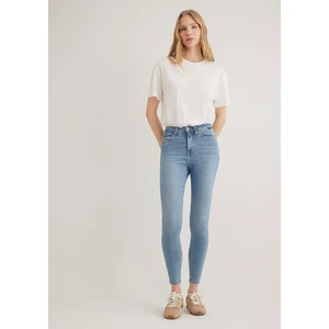 Serenay Gold Shape Puslu Indigo Mavisi Jean Pantolon 100980-80533