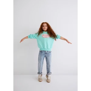 İstanbul Baskılı Kapüşonlu Yeşil Sweatshirt 7S10062-71676