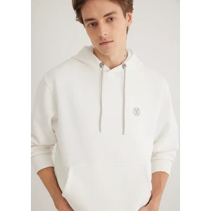Mavi Logo Nakışlı Kapüşonlu Beyaz Sweatshirt 065809-34519