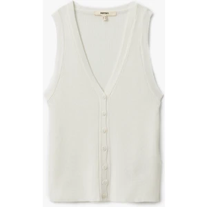 Düğmeli Kolsuz V Yaka Triko Yelek