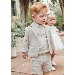 Erkek Bebek Keten Şort Bej