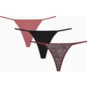 Snake Pamuklu 3lü Çok Renkli String Külot