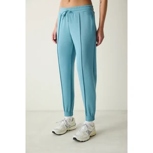 Yeşil Yüksek Bel Lastikli Paça Cepli Silky Touch Eşofman Altı