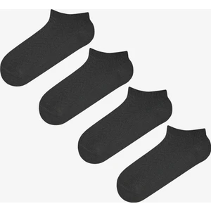 4 Çift Pamuklu Kendinden Zigzag Desenli Patik Çorap